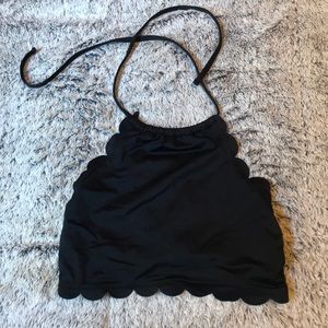Swim Bikini Top Black Scalloped